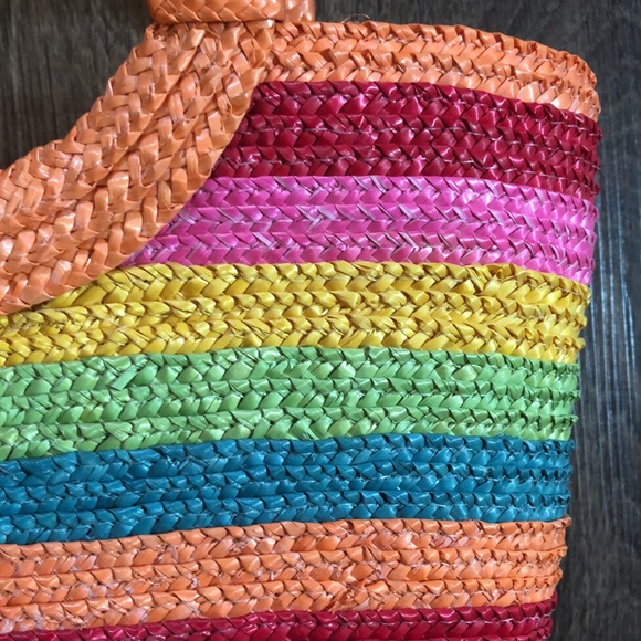 Vintage Rainbow Straw Tote - Picture 2 of 12